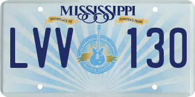 MS license plate LVV130