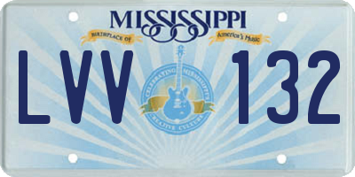 MS license plate LVV132