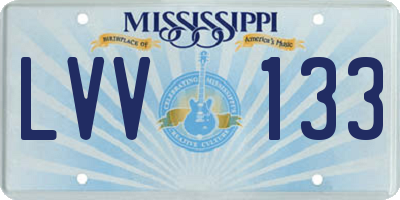 MS license plate LVV133