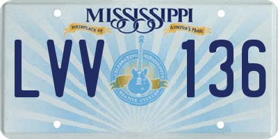 MS license plate LVV136