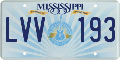 MS license plate LVV193