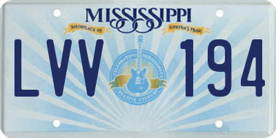 MS license plate LVV194
