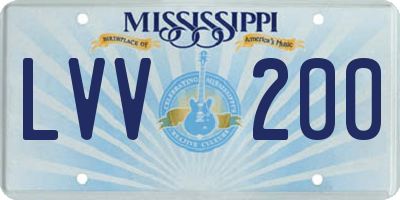 MS license plate LVV200
