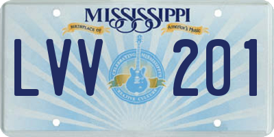MS license plate LVV201