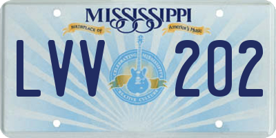 MS license plate LVV202