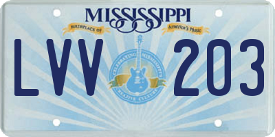 MS license plate LVV203