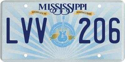 MS license plate LVV206