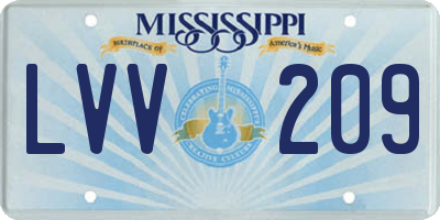 MS license plate LVV209