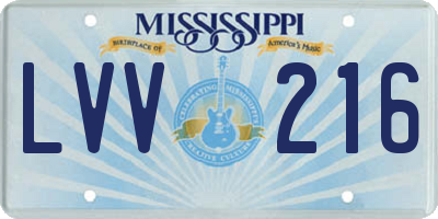 MS license plate LVV216