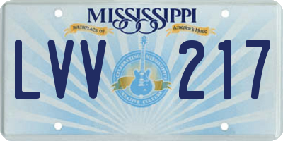 MS license plate LVV217