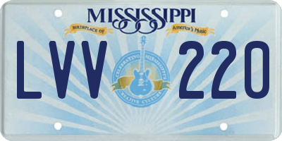 MS license plate LVV220