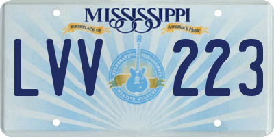MS license plate LVV223