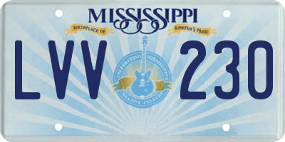 MS license plate LVV230