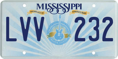 MS license plate LVV232