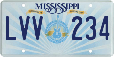 MS license plate LVV234
