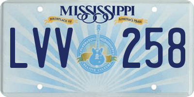 MS license plate LVV258