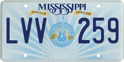 MS license plate LVV259