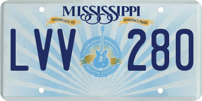 MS license plate LVV280