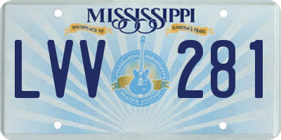 MS license plate LVV281
