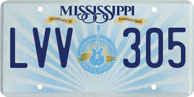 MS license plate LVV305