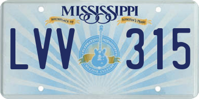 MS license plate LVV315