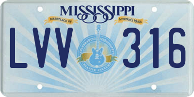 MS license plate LVV316