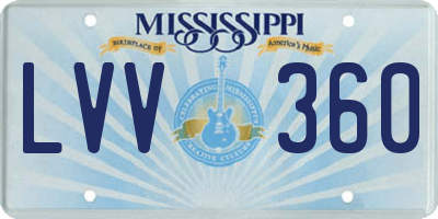 MS license plate LVV360