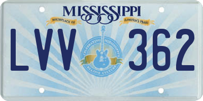MS license plate LVV362