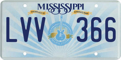 MS license plate LVV366