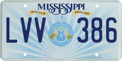 MS license plate LVV386