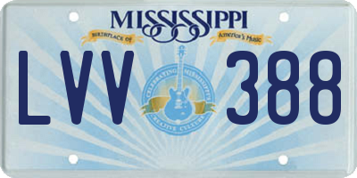 MS license plate LVV388
