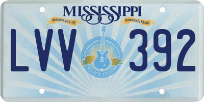 MS license plate LVV392