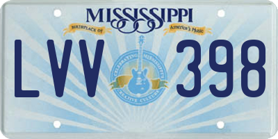 MS license plate LVV398