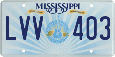 MS license plate LVV403