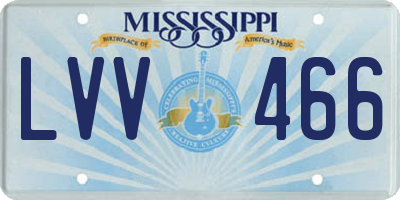 MS license plate LVV466