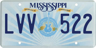 MS license plate LVV522