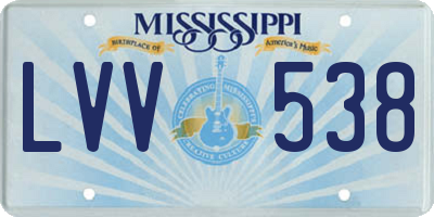 MS license plate LVV538