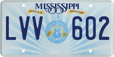 MS license plate LVV602