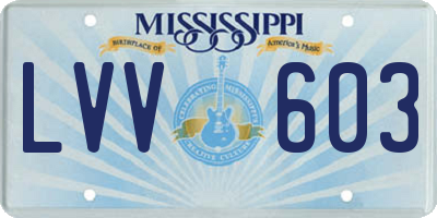 MS license plate LVV603