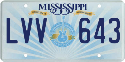 MS license plate LVV643