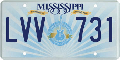 MS license plate LVV731
