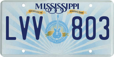 MS license plate LVV803