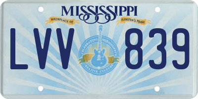 MS license plate LVV839