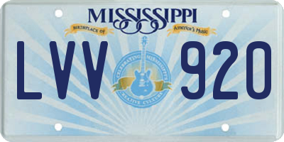 MS license plate LVV920