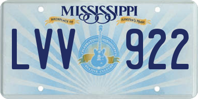 MS license plate LVV922