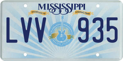 MS license plate LVV935