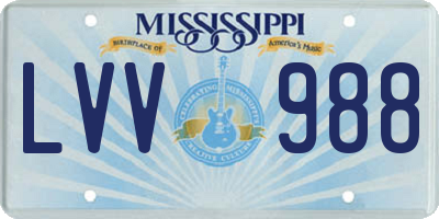 MS license plate LVV988