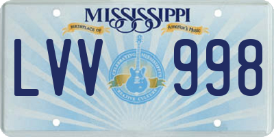 MS license plate LVV998