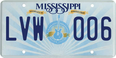MS license plate LVW006