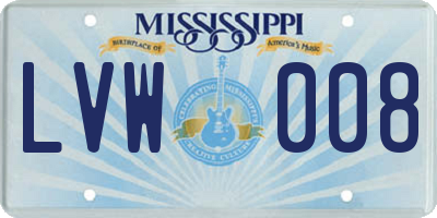 MS license plate LVW008